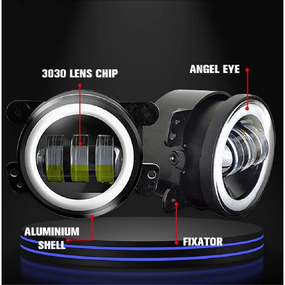 3.5 Inch / 4 Inch LED Fog Light DRL Round Angel Eyes Assembly White And Yellow Light Auto Car Fog Lamp