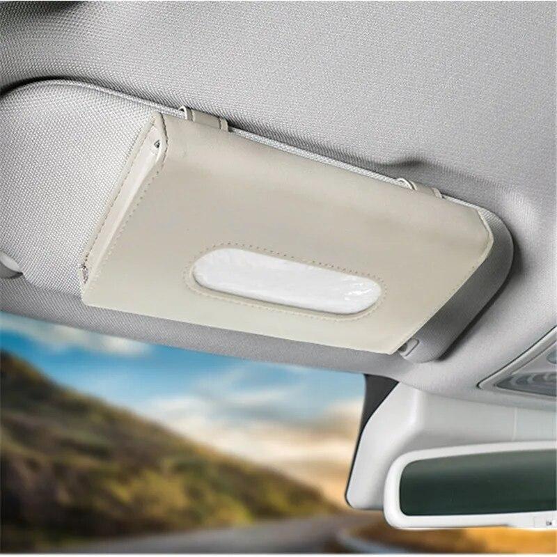 Leather Car Tissue Box Car Sun Visor Type Block Hanging Container Towel Napkin Holder Paper Rack Organizer Storage Bag