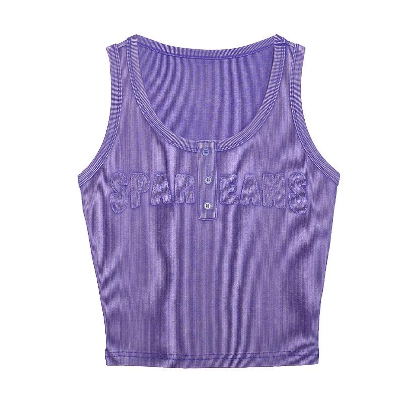 Tuogu Spicy Girl Embroidered Camisole - Slim-Fit, Versatile, Distressed Letters Summer Top Medium фиолетовый