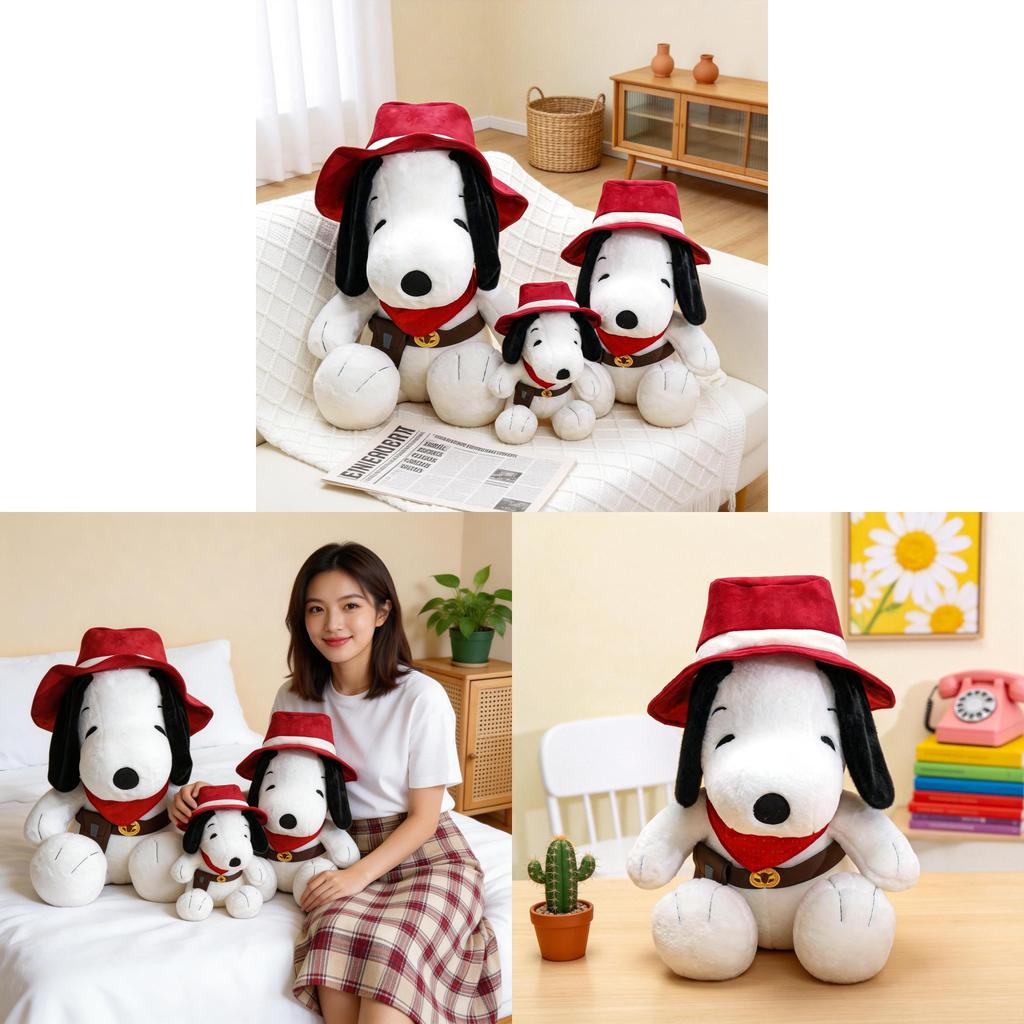 Denim Snoopy Plüschtier mit PP-Baumwollfüllung für Geburtstagsgeschenk und Schlafkissen