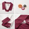 American Vintage Plaid Patchwork Fake Two-Piece Polo Sweatshirt Loose Fit Couple Top Men Women