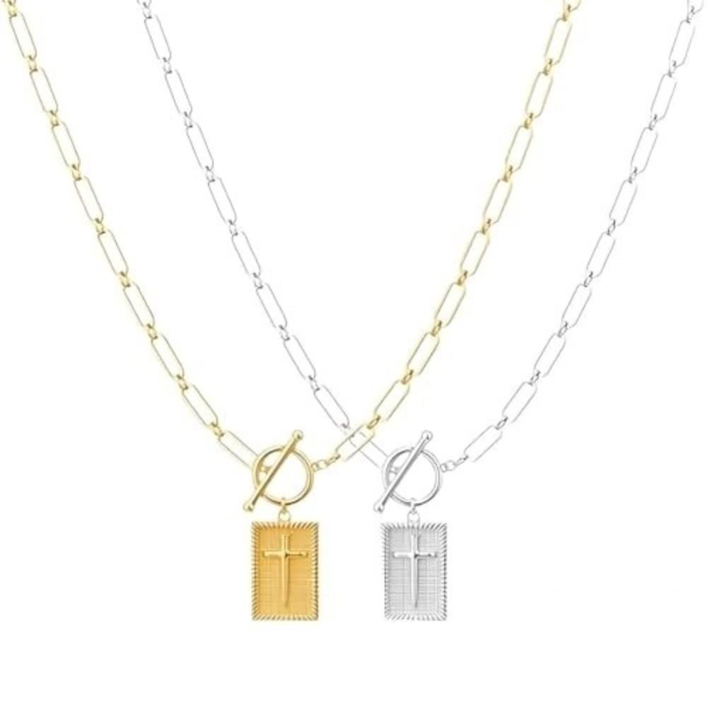 Halskjede med binders i rustfritt stål, vanntett halskjede med korsanheng for par, tilbehør