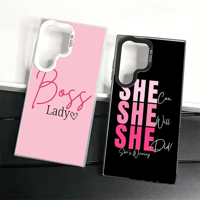 Girl Boss Lady Pink Shockproof Phone Case for Samsung Galaxy S26 Edge S25 Ultra S24 FE S23 Plus S21 Cover Anti Fall Fundas