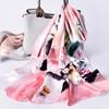 Women 100% Real Silk Long Scarf Luxury Flower Print Chinese Silk Headband Scarves  Natural Silk Shawls Wraps Foulard Femme