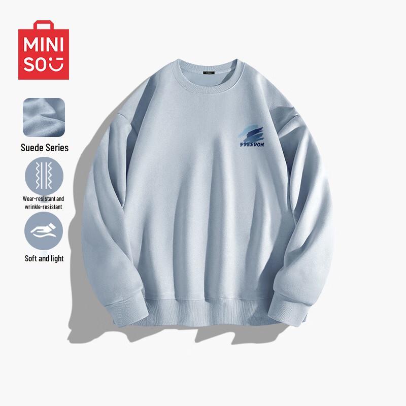 MINISO Men's Suede-Feel Crewneck Sweatshirt