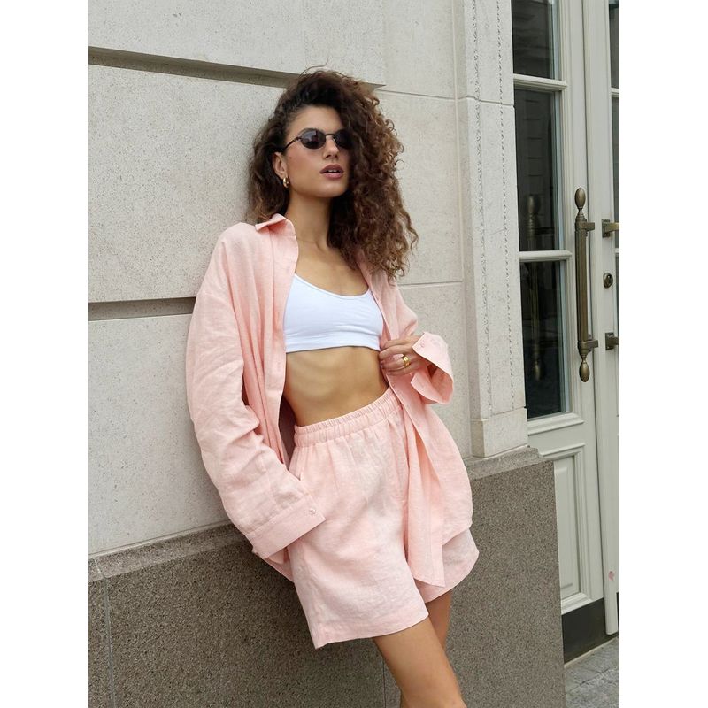 Western Style New Fashion Casual Loose Shirts Shorts Set Shirt and Shorts Suit Set