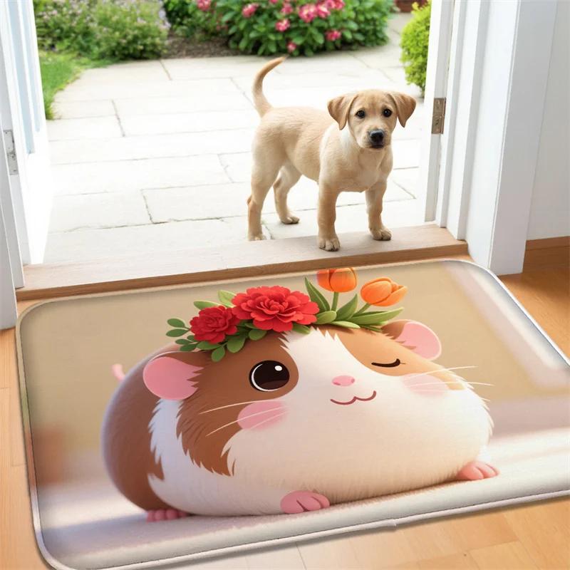 Cute Pet Pattern Door Mat Funny Animal Theme Rug Non Slip Absorbent Entrance Mat Home Decor Welcome Design Durable Indoor