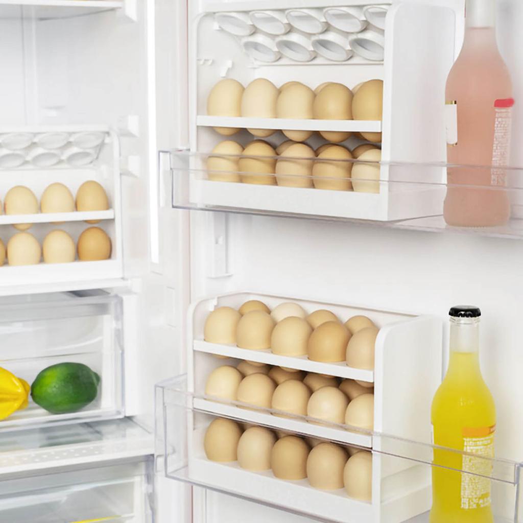 3 Layer Egg Holder Household Egg Storage Container Refrigerator Egg Rack for Kitchen White