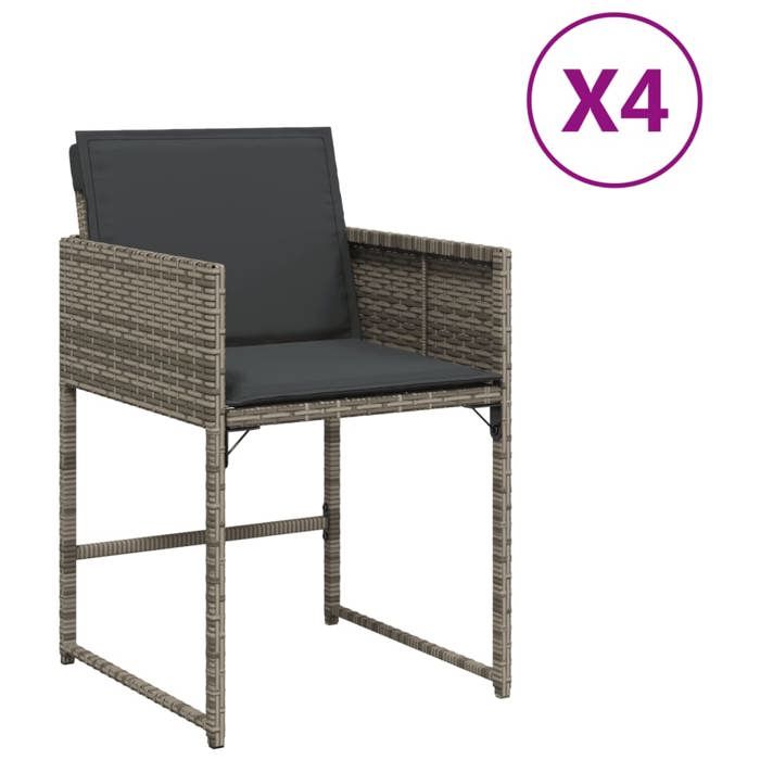 VidaXL Garden Chairs with Cushions Set of 4 Grey Wicker 4007477