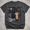 Funny Black Cat Drinking Iced Coffee Shirt, Cat Mom Gift, Animal Lover Tee