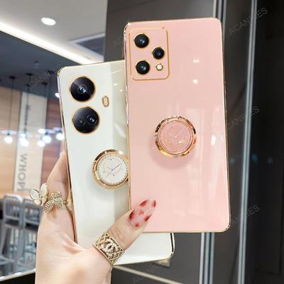 Realme10 Realme9 I Luxe Mode Plating Ring Houder Case Voor Oppo Realme 9 10 Pro Plus 5g 9i 4g Standaard Siliconen Achterkant 9pro