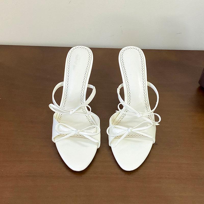 

Fashion Fashion Butterfly-Knot Ladies Heels Pumps Shoes Female Slip On Footwear Elegant Women Thin Heels Slides Sandals Shoes 35 бежевый