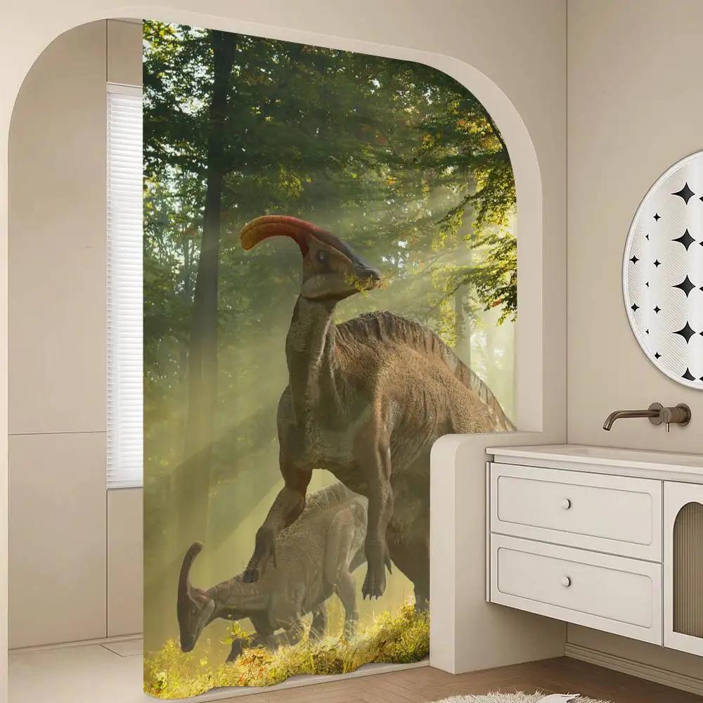 Dinosaur Art Paint Shower Curtain Bath Curtain Print Polyester Fabric Waterproof Bathroom Curtains With Hooks Bath Screen