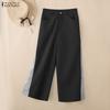ZANZEA Women Lace Splice Loose Casual Wide Leg Pants