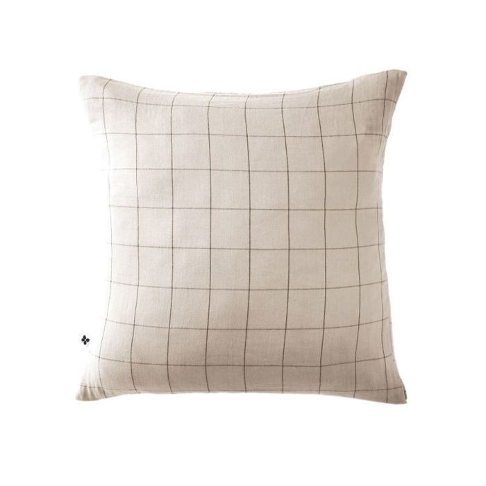 Taie d'oreiller Tissé-teint grands carreaux Déco "Gaïa Match" 60 x 60 cm & 50 x 70 cm "Gaze de Coton" - Gaïa Match Pampa - 60 x 60 c