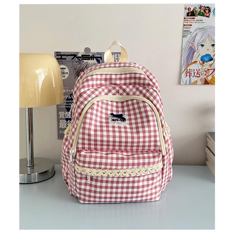 

Школьный рюкзак новый свежий и милый клетчатый рюкзак для учеников средней школы легкий дорожный рюкзак большой вместимости