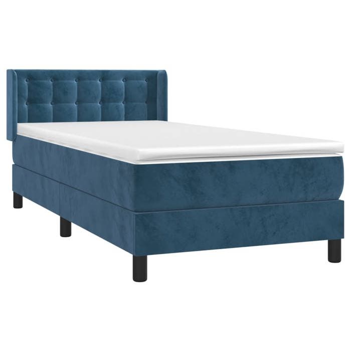 3131169 vidaXL Lit à sommier tapissier et matelas Bleu foncé 80x200 cm Velours