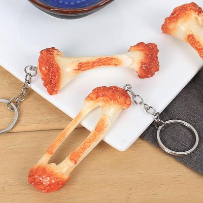 Creative Chicken Leg & Wing Bone Model Keyring Pendant – Funny Backpack Ornament