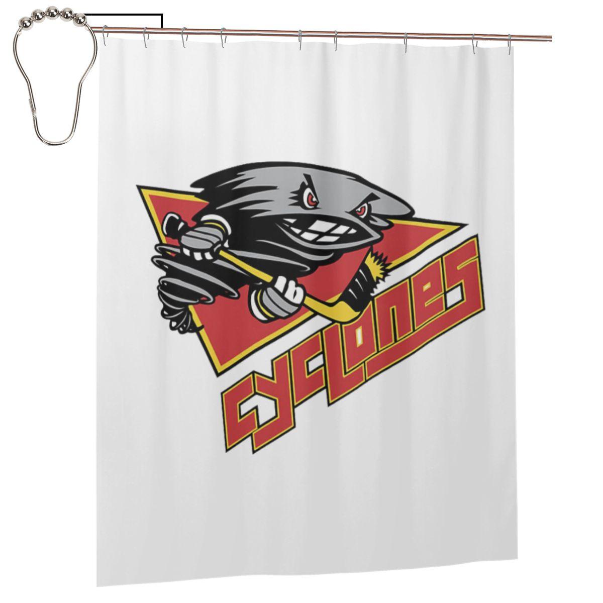 Defunct Hockey Team Cincinnati Cyclones Vintage Retro Shower Curtain Bathroom Polyester Waterproof Bath Curtains With Hooks W60H190(CM)-1 Pcs