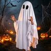 Costume de Fantôme Classique Halloween pour Enfants Adultes, Déguisement Cosplay, Robe à Enfiler Cape Blanche Effrayante avec Trous pour les Yeux Noir Spectacle de Scène