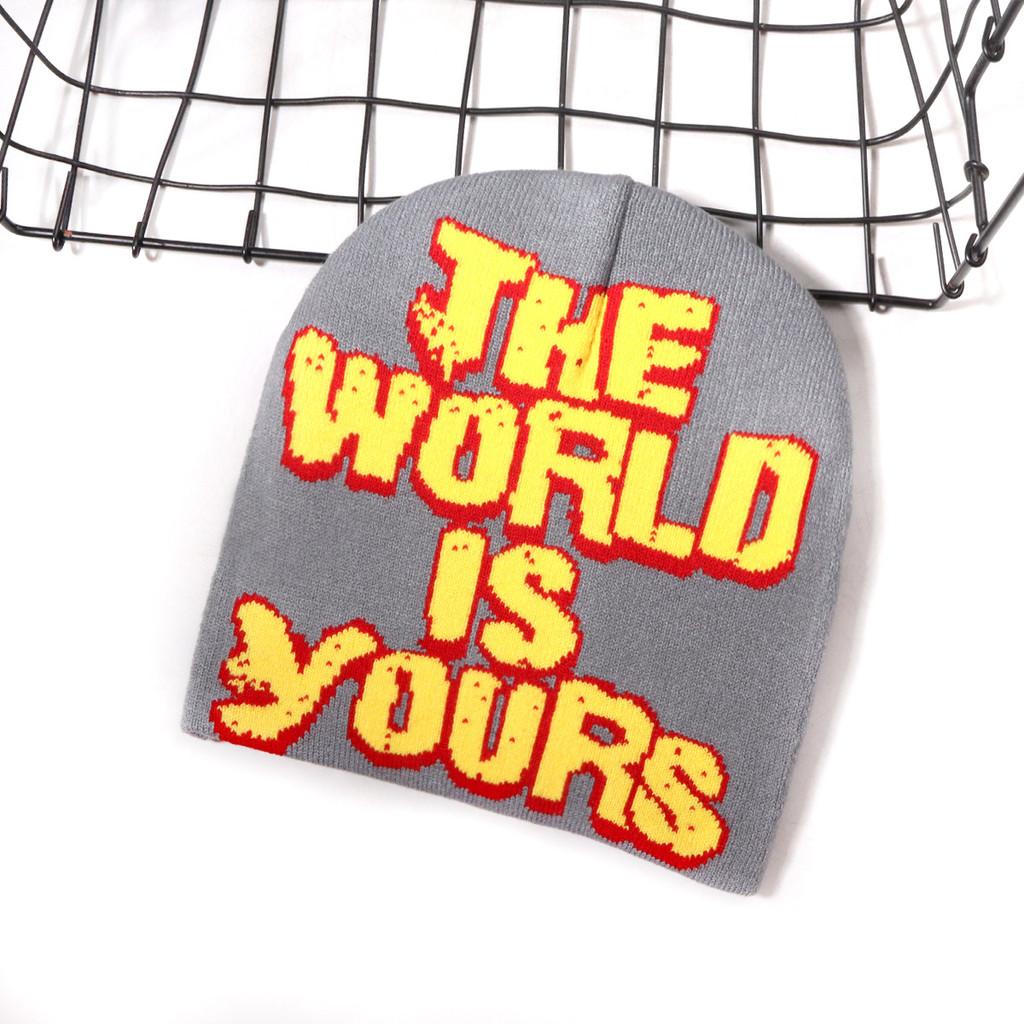 No Brand Knitted Hat With Letter Pattern For Streetwear And Winter Warmth
