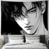 Schwarz-Weiß Anime Stil Männliche Figur Wandbehang Einzigartige Persönlichkeit Wanddekoration Wandteppich