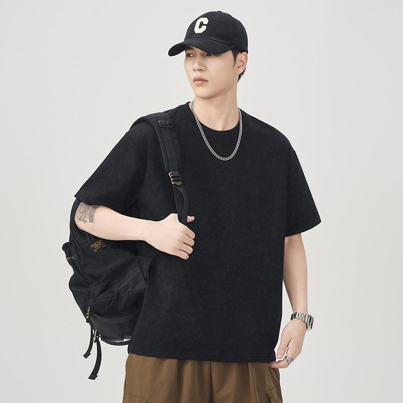 Short-sleeved T-shirt Men's Summer Dirty Top Loose Round Neck Half-sleeved Shirt
