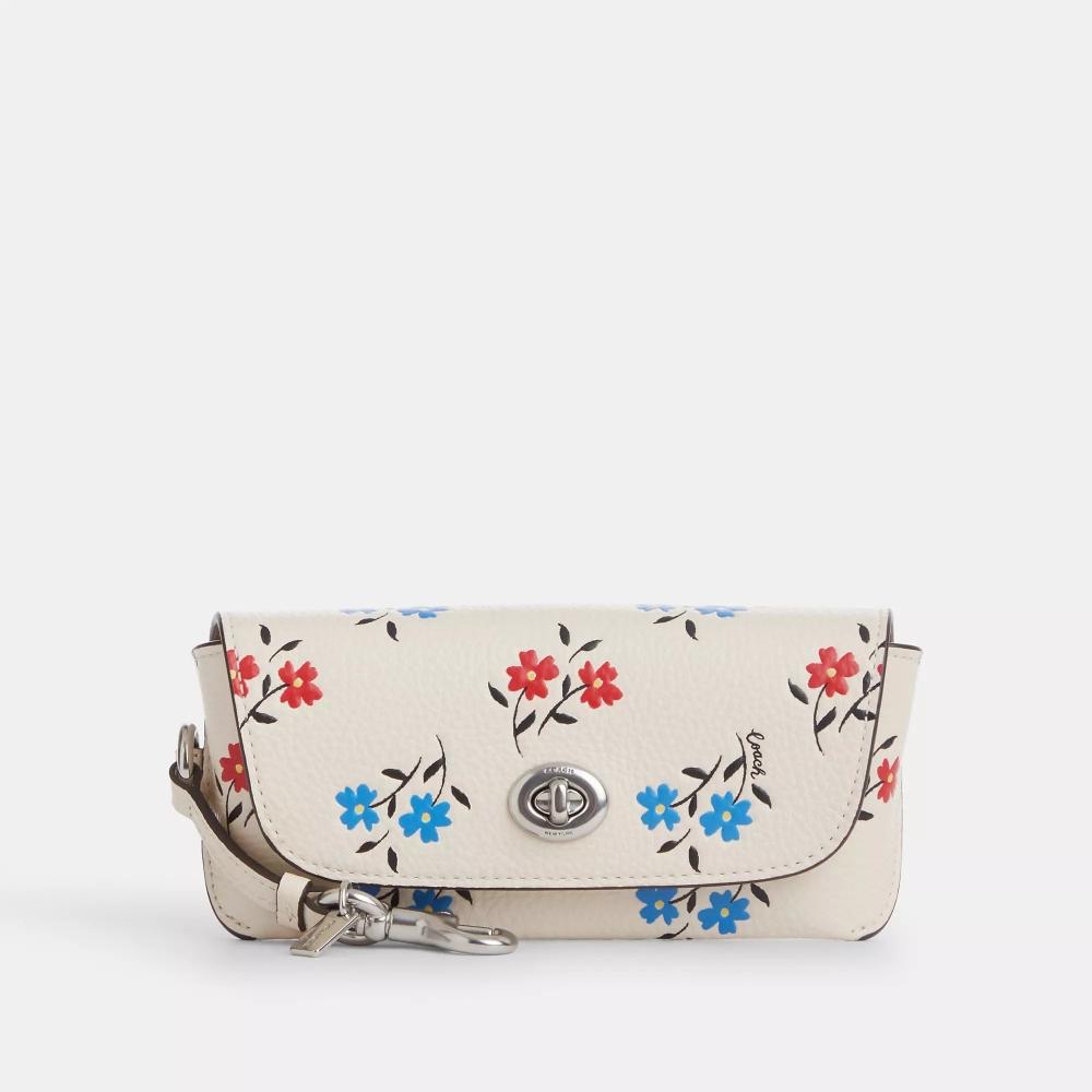 

Футляр для солнцезащитных очков Coach с цветочным принтом, серебристый, мел, мульти