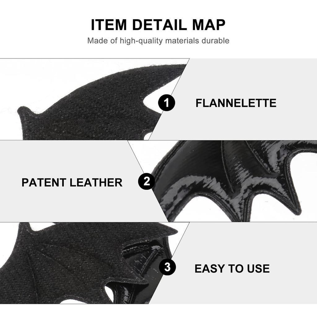 Toyvian Devil Halloween Clips with Bat Demon Accessories for DIY 10 Black Hairpins, Wings, Girls, Dress-Up, Cosplay, Crafts, Kids, Pairs,