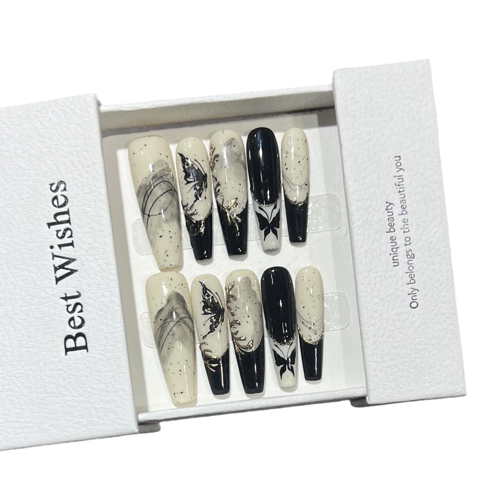 

Одежда в китайском стиле Ногти Чистый ручной работы Нейл-арт Накладные ногти Патч Ручная роспись Пейзажная живопись Бабочка Французский Патч для ногтей Волшебное зеркало large L