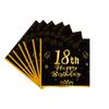 Black Gold 18th Birthday Disposable Tableware Cheer 18 Years Old Plates Napkins Happy Eighteen Birthday Party Decor Tableware