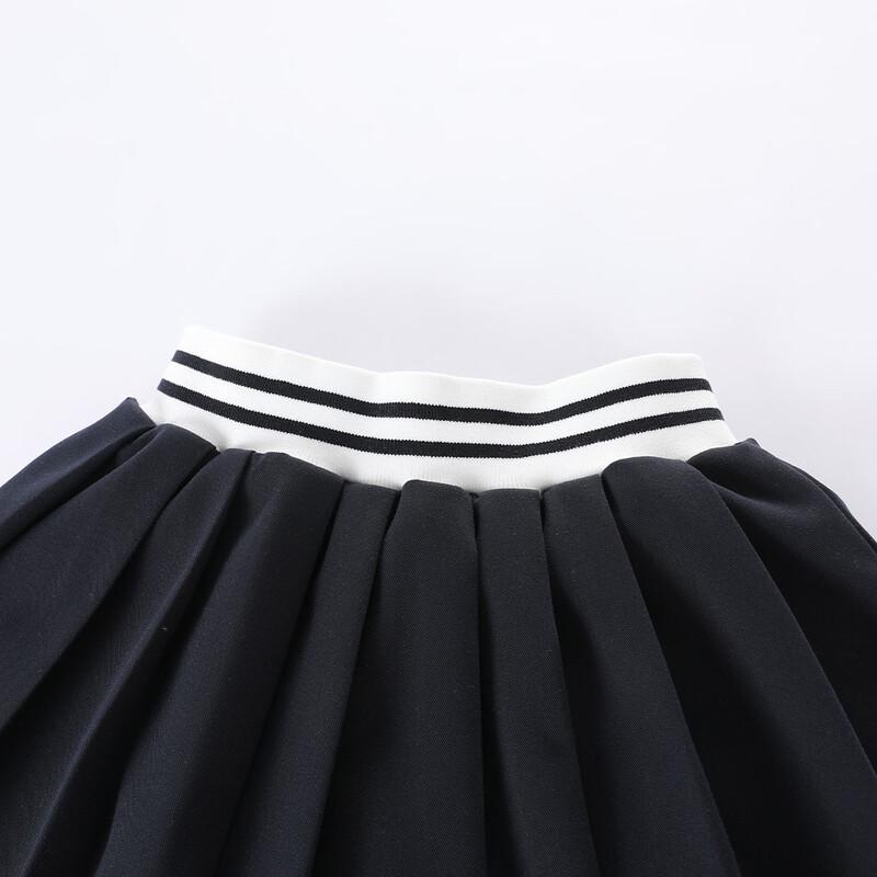 Meng Te Jiao Girls' Summer Love Embroidery Pleated Skirt