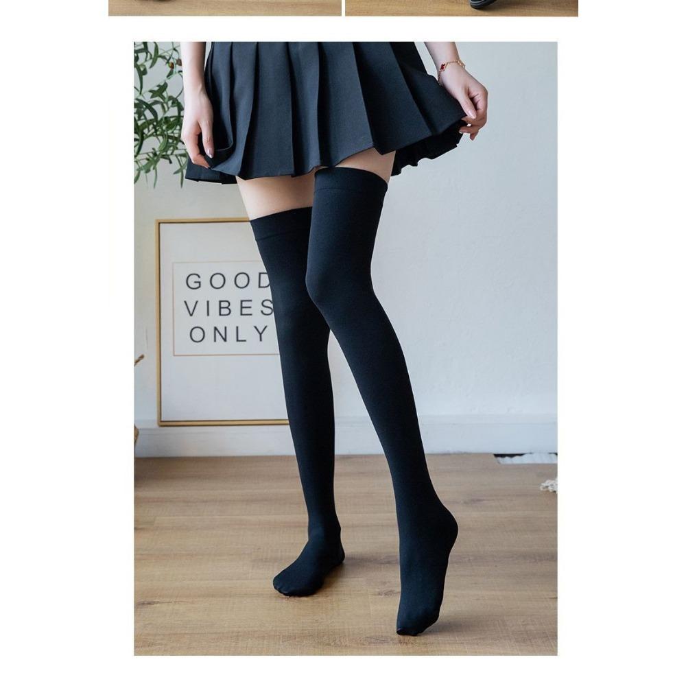 Velvet Tall Extended Version Stockings, Women's Velvet 65CM Knee Socks JK Black Stockings Base