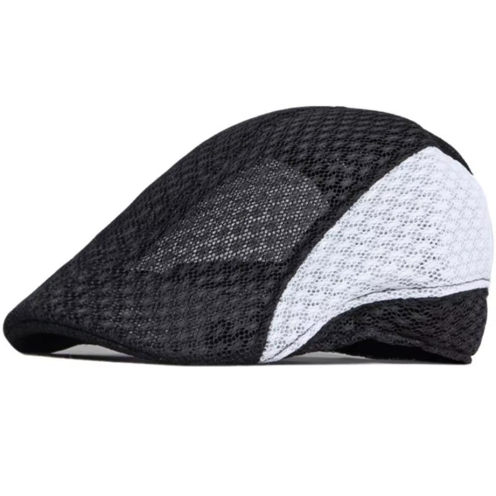 

Quick-drying Summer Beret Cap Hollow Design Sun Protection Hat Berets Hat For Men Summer Season чорний білий колір