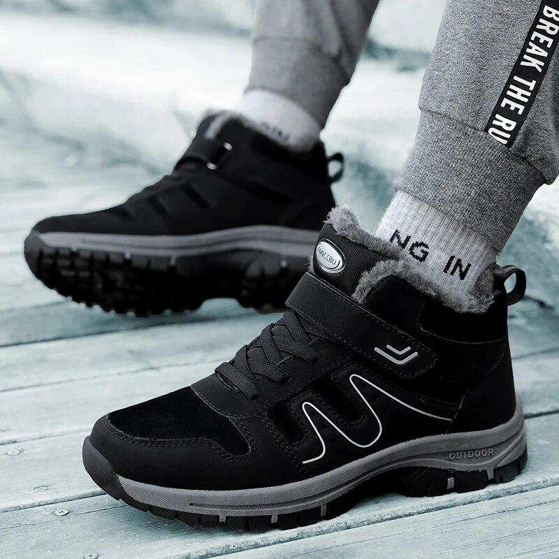 Warm Men Winter Boots Outdoor Plush Warm Ankle Boots Lightweight Couple Walking Shoes Women Waterproof Snow Boots Winter Cotton Shoes