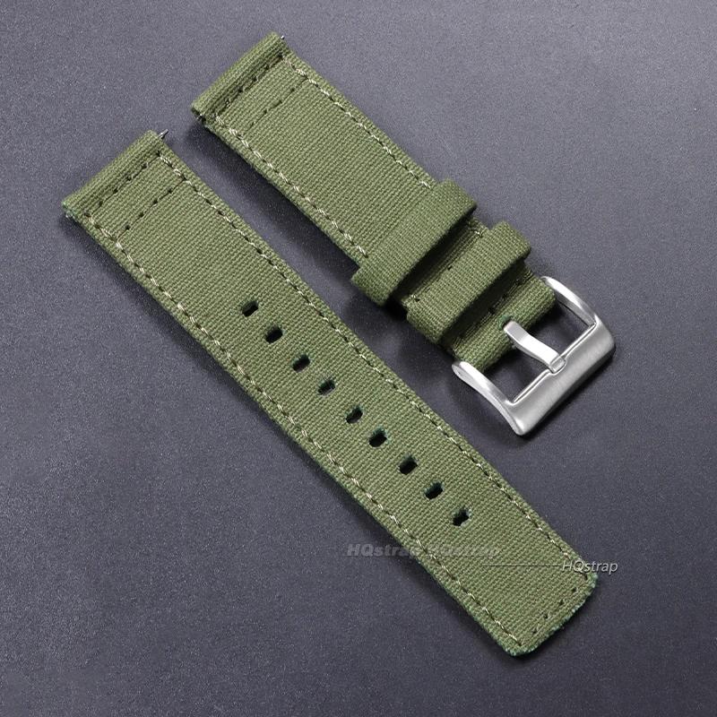 

High Quality Nylon Watch Strap 20mm 22mm for Smart Watch Nylon Canvas Wristband Men Women Soft Sport Band Bracelet Accessories 22mm зелений