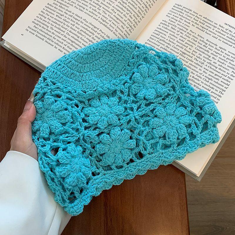 Handmade Hats Stacked Thin New Woven Hollow Retro Knitted Literary Bag Head Wool Hat Women