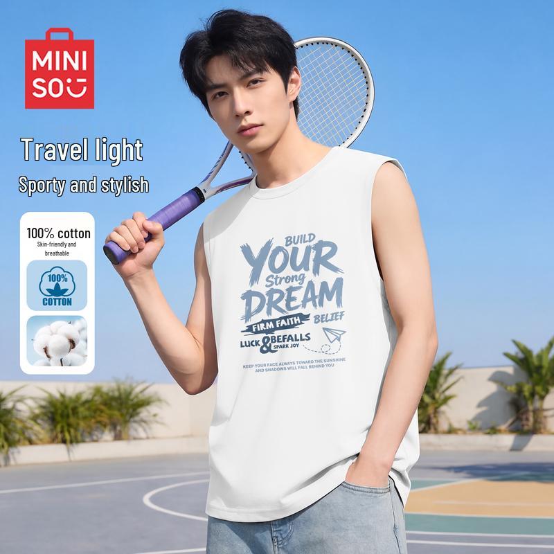 MINISO Men s Pure Cotton American Retro Tank Top M