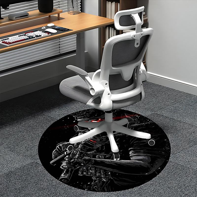 

Black Powder Red Earth Chair mat Round Rug-Office carpet, Machine Washable, Non-slip, Suitable for Living Rooms, Bedrooms 80cm