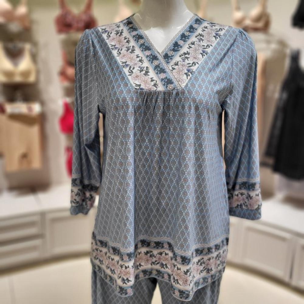 

VenuS Wrinkle Free Border Floral PolyeSter Women S Homewear Top Vev3922f mauve/100