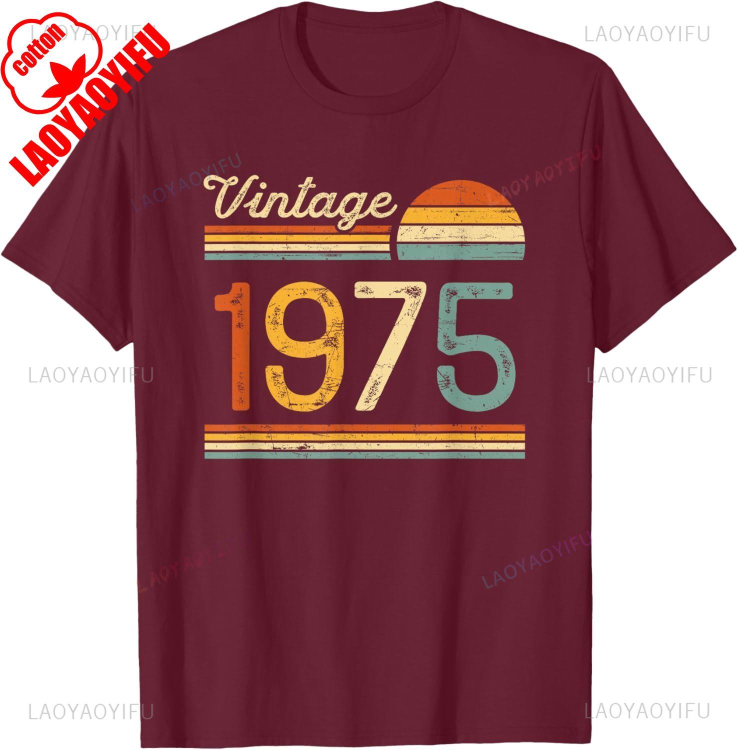 1975 50 Años Camiseta Cumpleaños Graphic T Shirts Vintage Regalo Mujer Hombre 50th Birthday Shirt Woman Man Cotton Tops Tees S