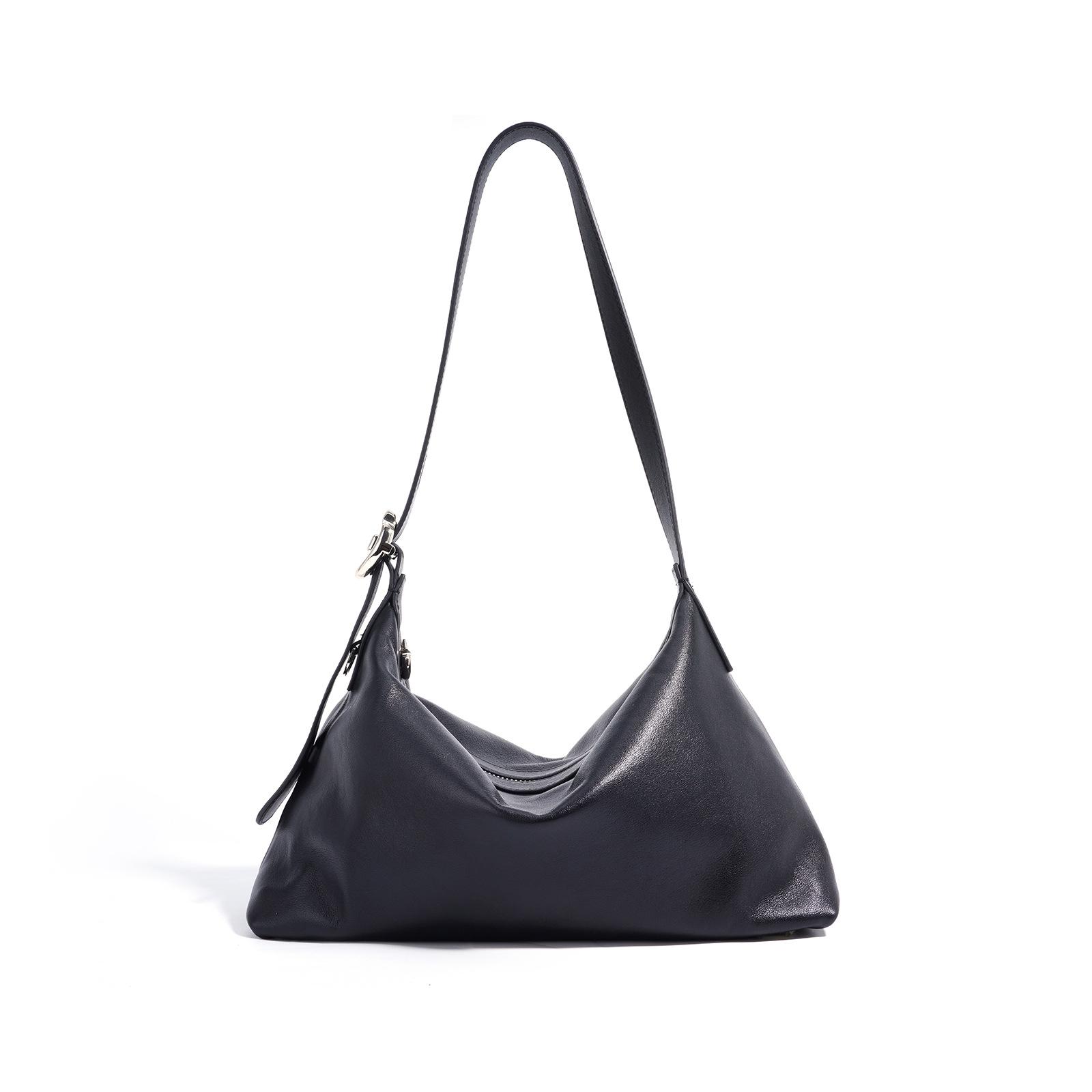 

Нишевая женская сумка-кроссбоди из коровьей кожи на плечо большой вместимости для通勤 чёрный