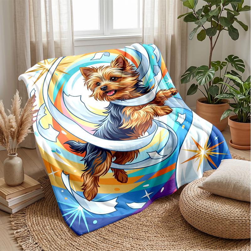 Dancing Dog in Water blanket Personalized Name Flannel Blanket Soft Cozy Plush Throw for Sofa Bed Lightweight Home Decor