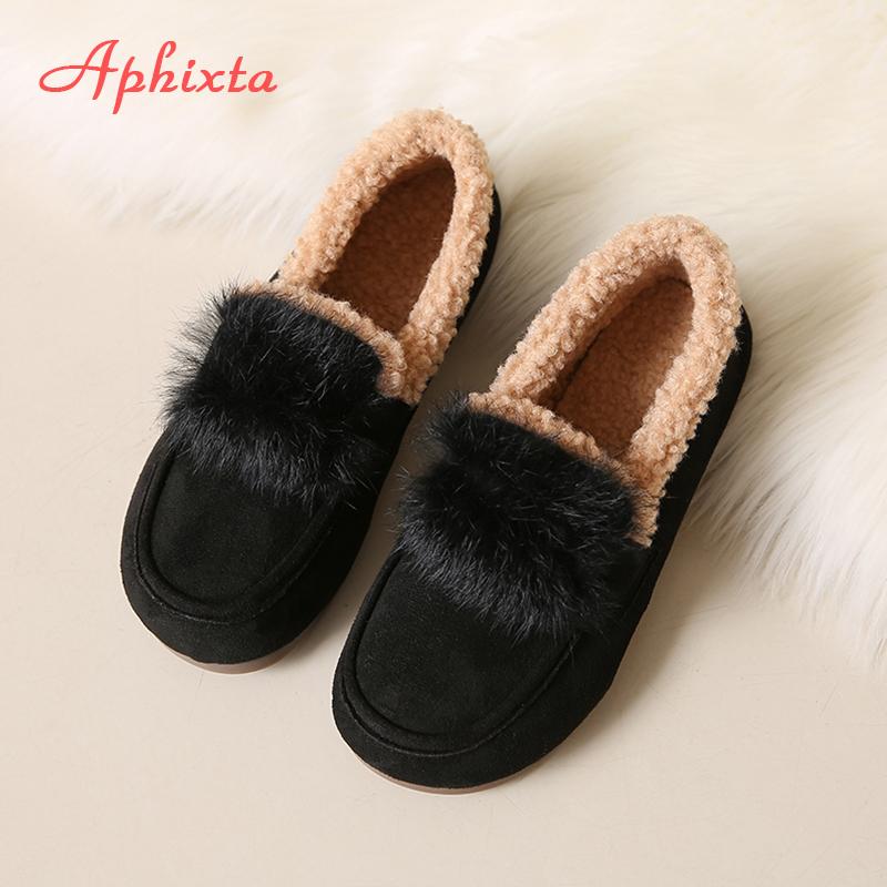 

Модные Aphixta Мягкие Пушистые Лоферы Балетки Женские Балетки Слипоны Короткий Плюш Повседневные Балетки с Круглым Носком Женская Обувь Осенне-Зимние Лоферы 35 чёрный