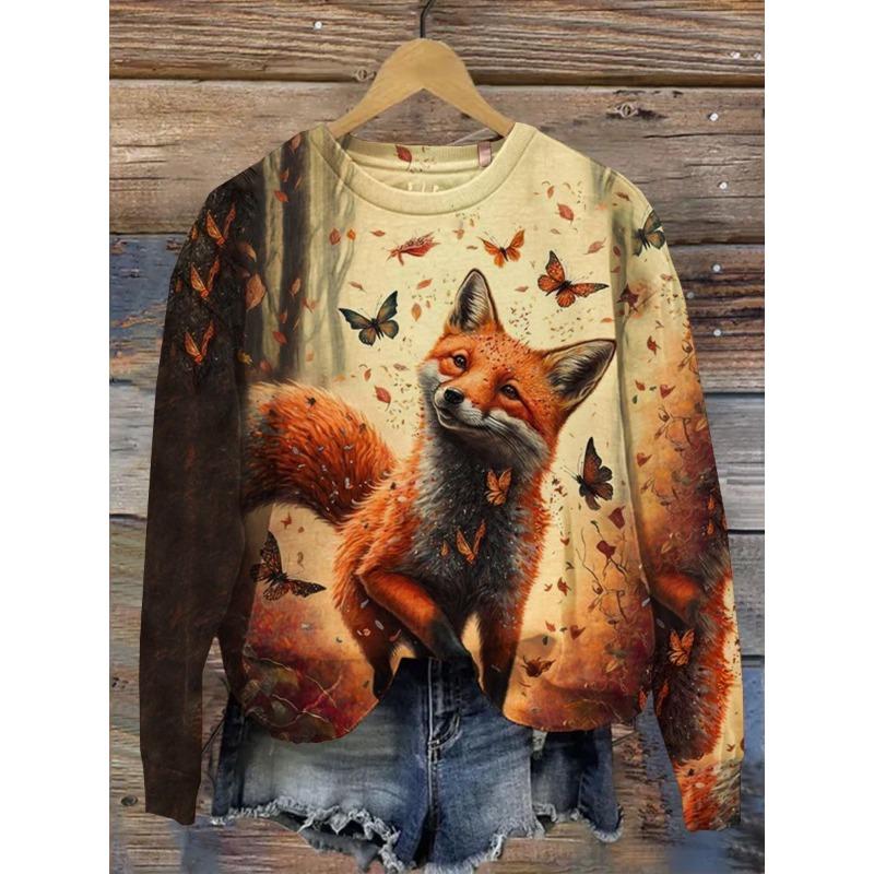 New Christmas Autumn/Winter Printed Round Neck Hoodie For Women