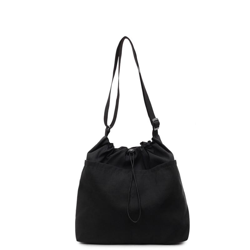 Soft Nylon Vertical Shape Shoulder Bag With Flap Closure For Daily Outings