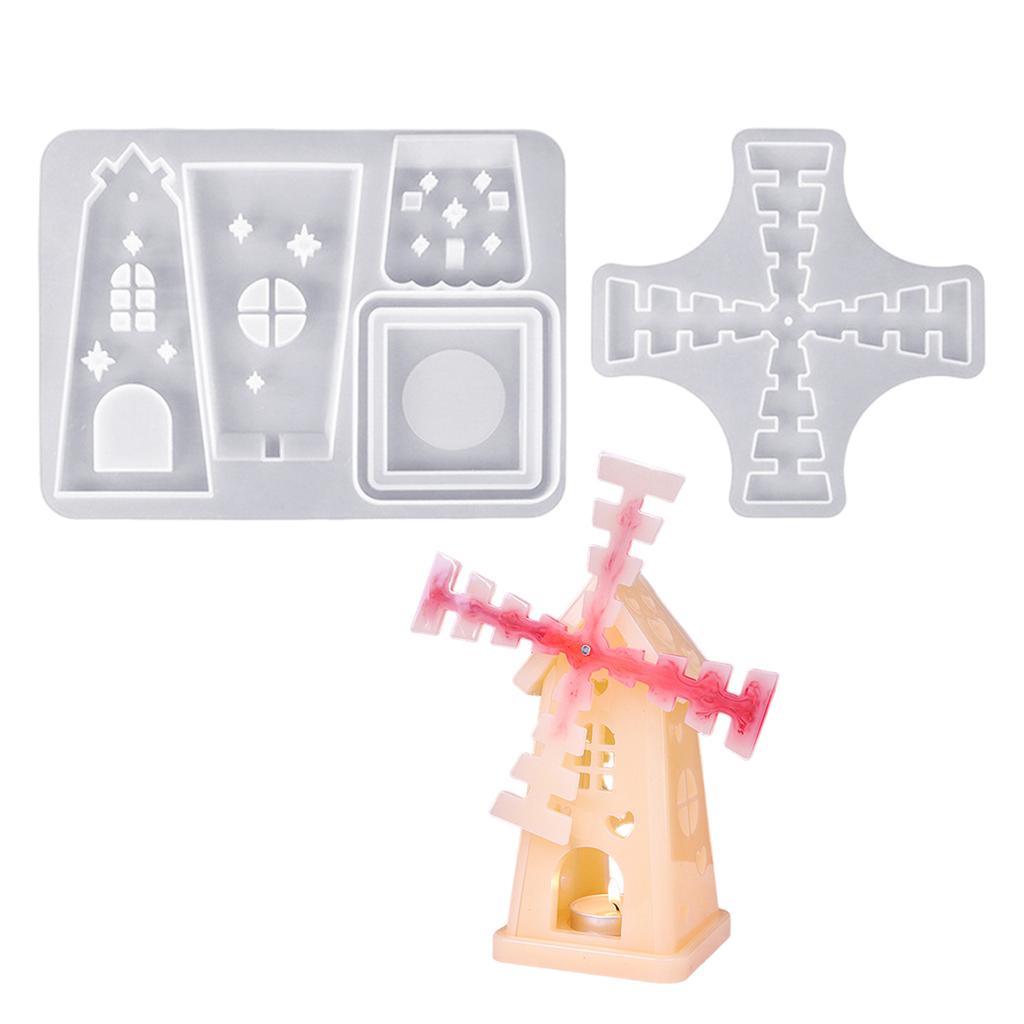 Kaarsenhouder Siliconen Mal Roterende Windmolen Vorm Handgemaakte Kunstbenodigdheden Siliconen Textuur voor het Maken van Kaarsenhouder