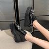 Versatile Platform Muffin Shoes 2025 British Style Square Head Patent Leather Wedge Heel Casual Single Shoes Women's  HZB-688