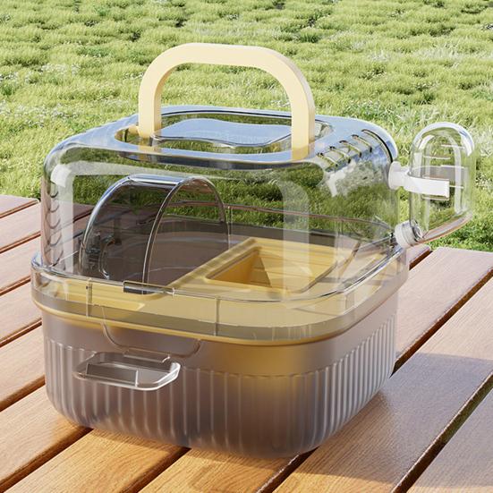 Hamster Cage with Transparent Upper Cover Matte Bottom Design Dual Use Indoor Outdoor Cooling Feature Pet House