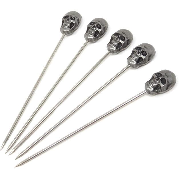 Honbay 5PCS Reble Stainless Steel Cocktail Picks Fruit Food Hamburger Toothpicks Cupcake Toppers Sandwich Appetizer Decorative Skewers Drink Garnish